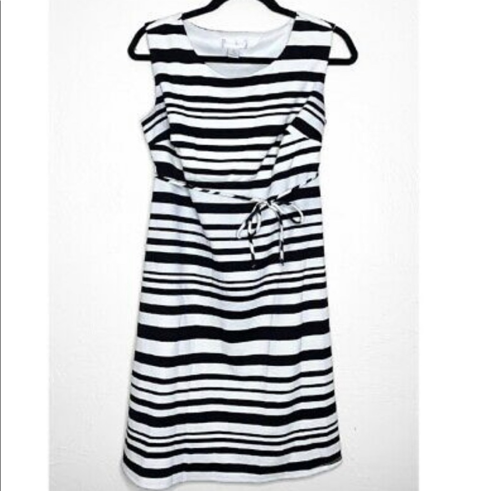 Motherhood Maternity Black and White Striped Sleeveless Dress